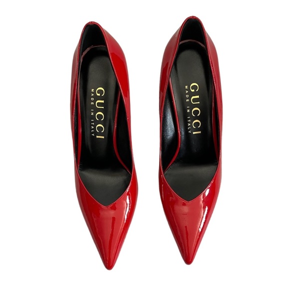 ⛔️ SOLD ⛔️ NEW Gucci Women's Priscilla Patent Leather Pointed-Toe Pumps 39 Red - Picture 2 of 13